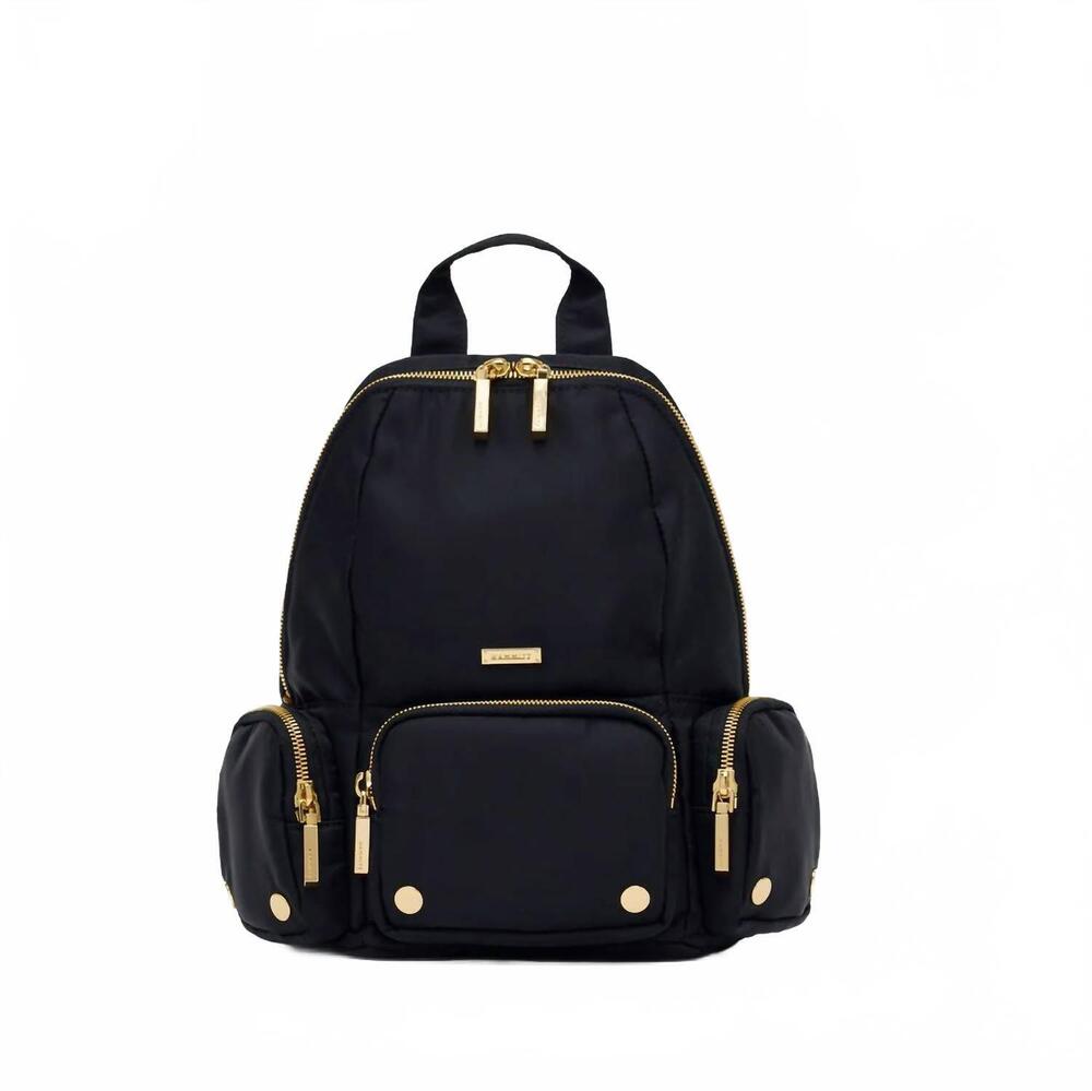 NEW HAMMITT hunter med backpack in black nylon cargo/gold